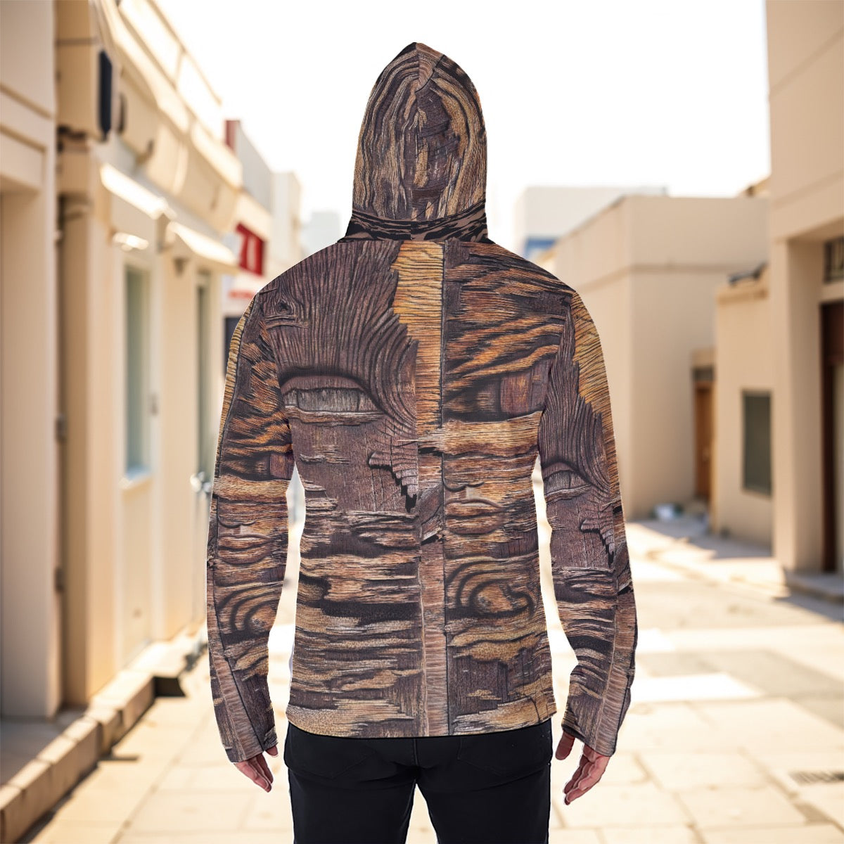 Eco-friendly All-Over Print Men's Masked Hoodie - "Gemini"