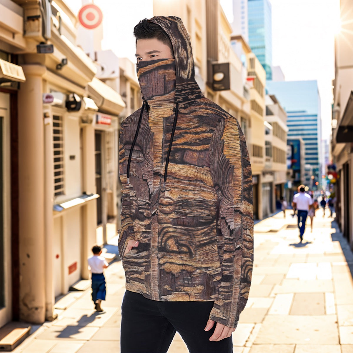 Eco-friendly All-Over Print Men's Masked Hoodie - "Gemini"