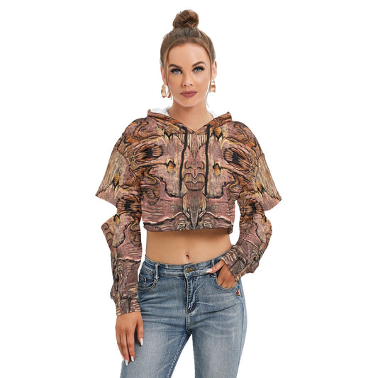 All-Over Print Women's Heavy Fleece Hoodie With Hollow Out Sleeve - "Mother Nature"