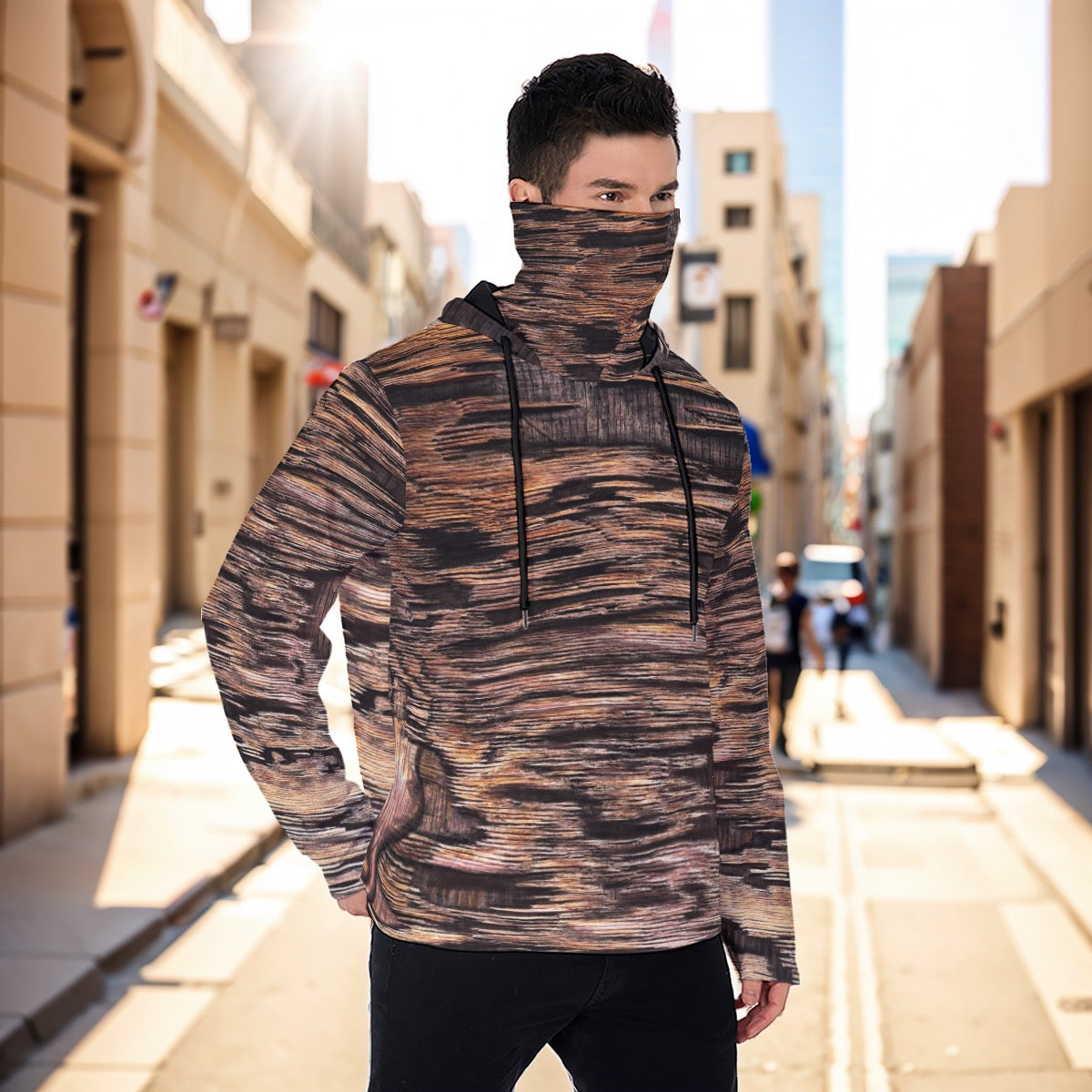 Eco-friendly All-Over Print Men's Masked Hoodie - "Blown Away"