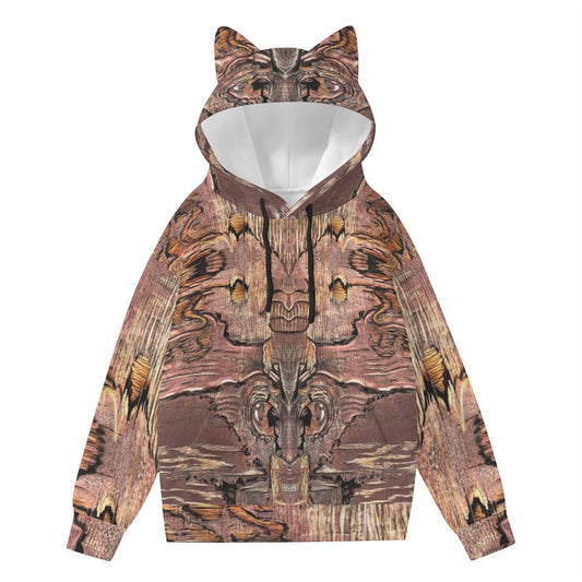 All-Over Print Women’s Hoodie With Decorative Ears -"Mother Nature"