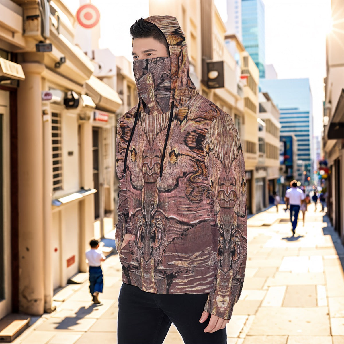 Eco-friendly All-Over Print Men's Masked Hoodie - "Mother Nature"
