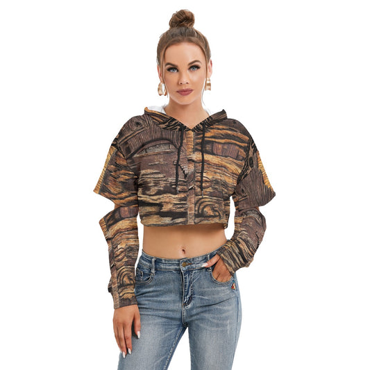 All-Over Print Women's Heavy Fleece Hoodie With Hollow Out Sleeve - "Gemini"
