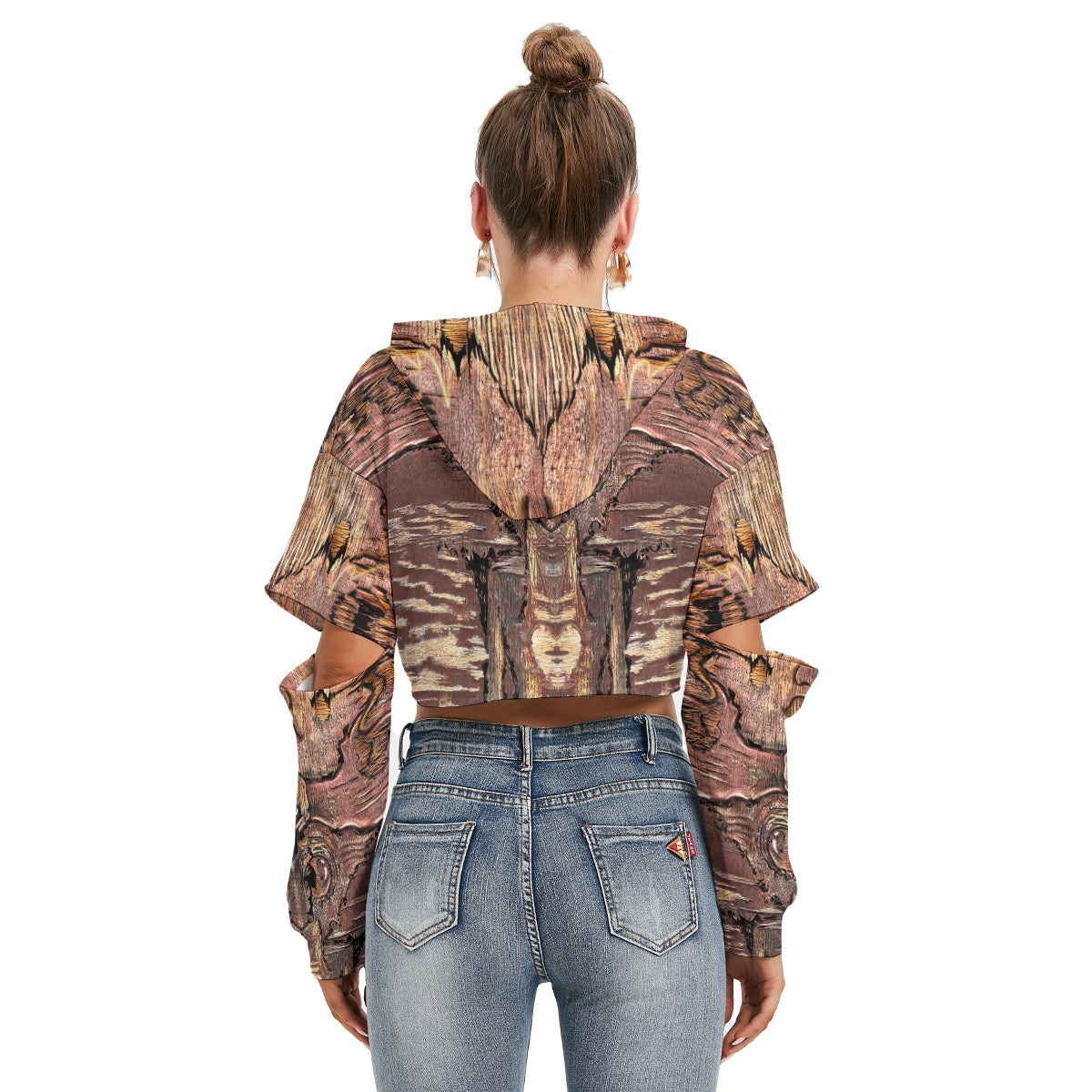 All-Over Print Women's Heavy Fleece Hoodie With Hollow Out Sleeve - "Mother Nature"