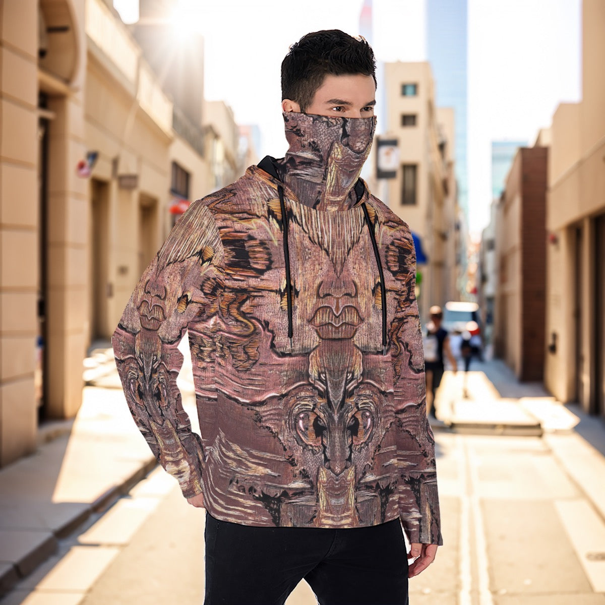 Eco-friendly All-Over Print Men's Masked Hoodie - "Mother Nature"