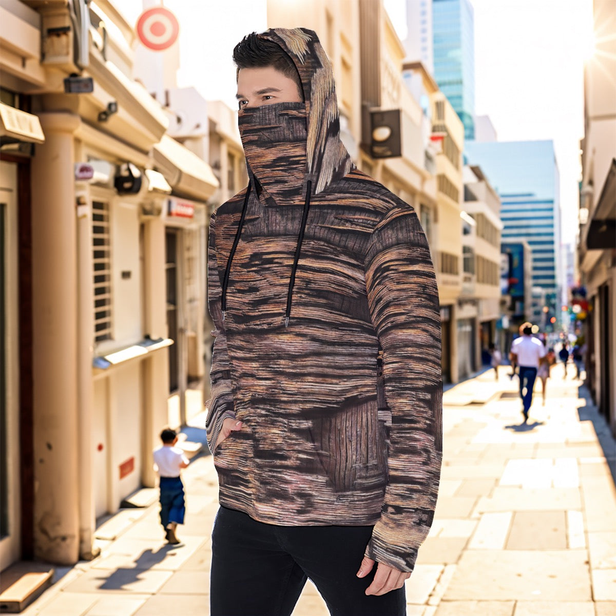 Eco-friendly All-Over Print Men's Masked Hoodie - "Blown Away"