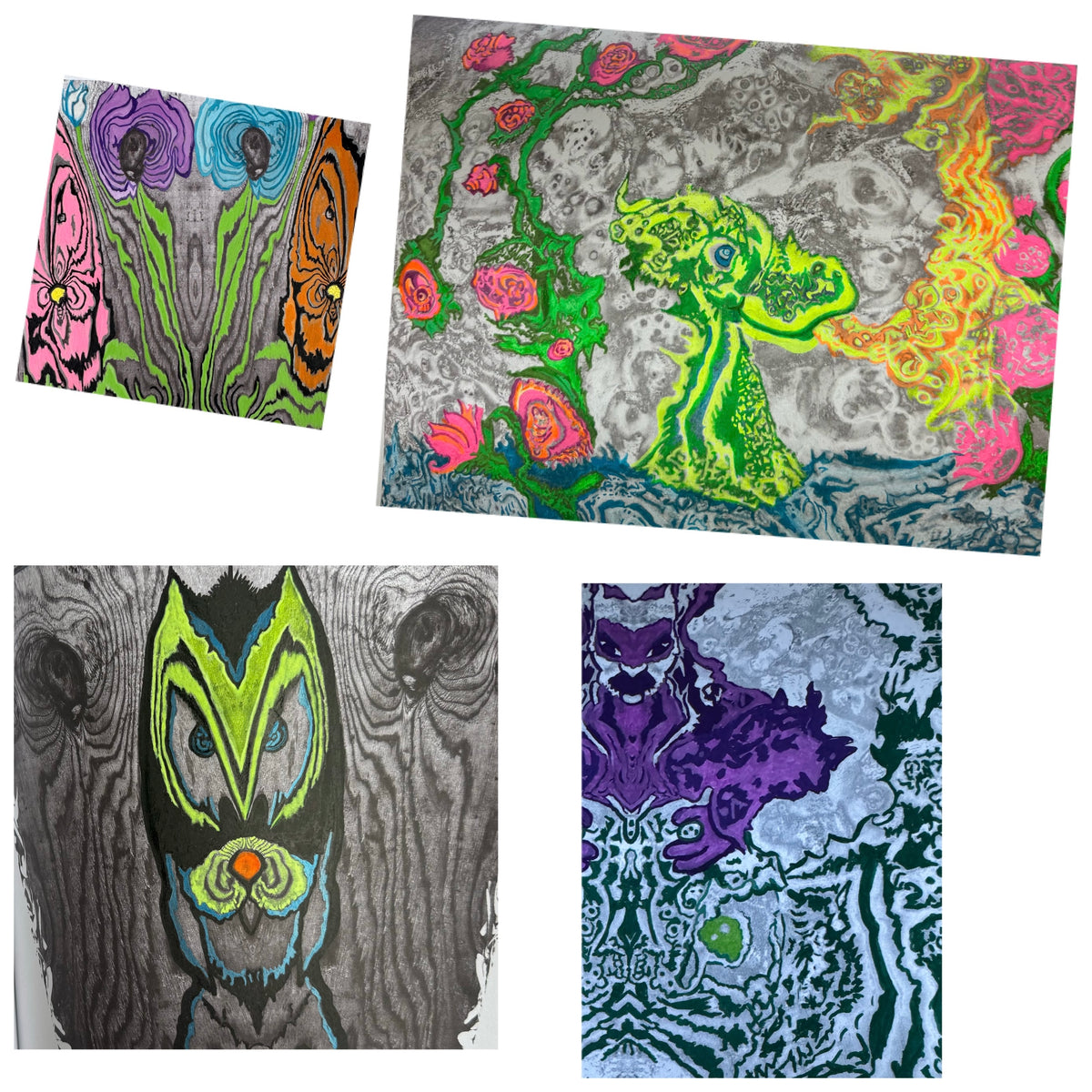 Faces and animals found / dawn in the designs